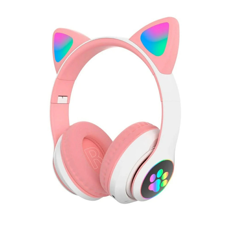 Fone de Ouvido Bluetooth 5.0 com Orelhas de Gato e LED – Som de Alta Qualidade, Design Fofo e Conforto Total!