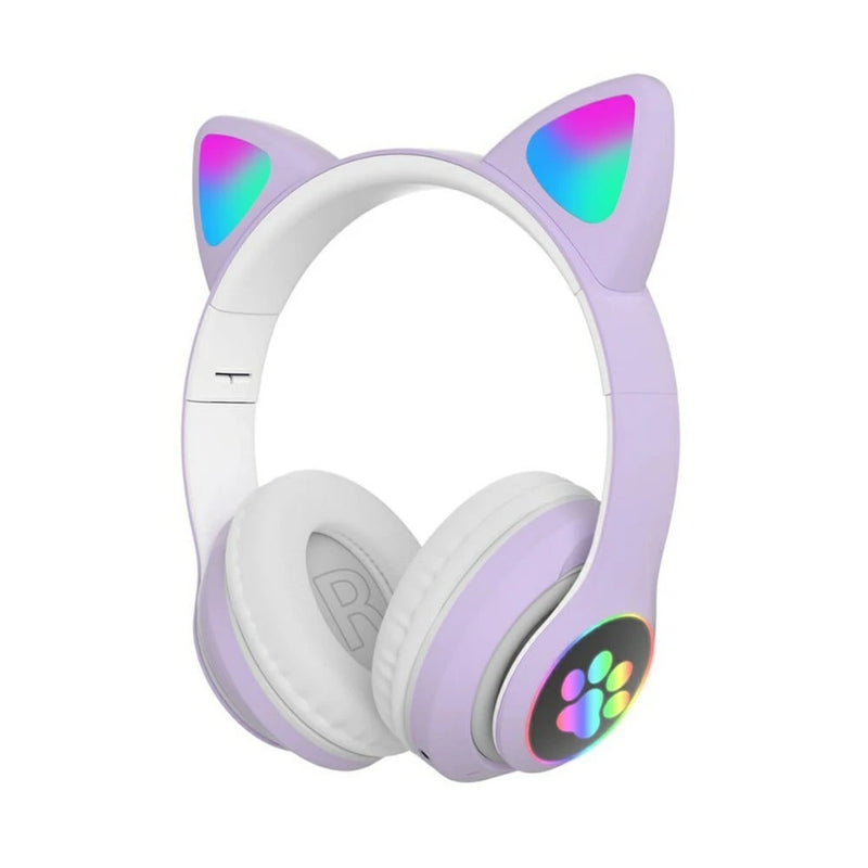 Fone de Ouvido Bluetooth 5.0 com Orelhas de Gato e LED – Som de Alta Qualidade, Design Fofo e Conforto Total!