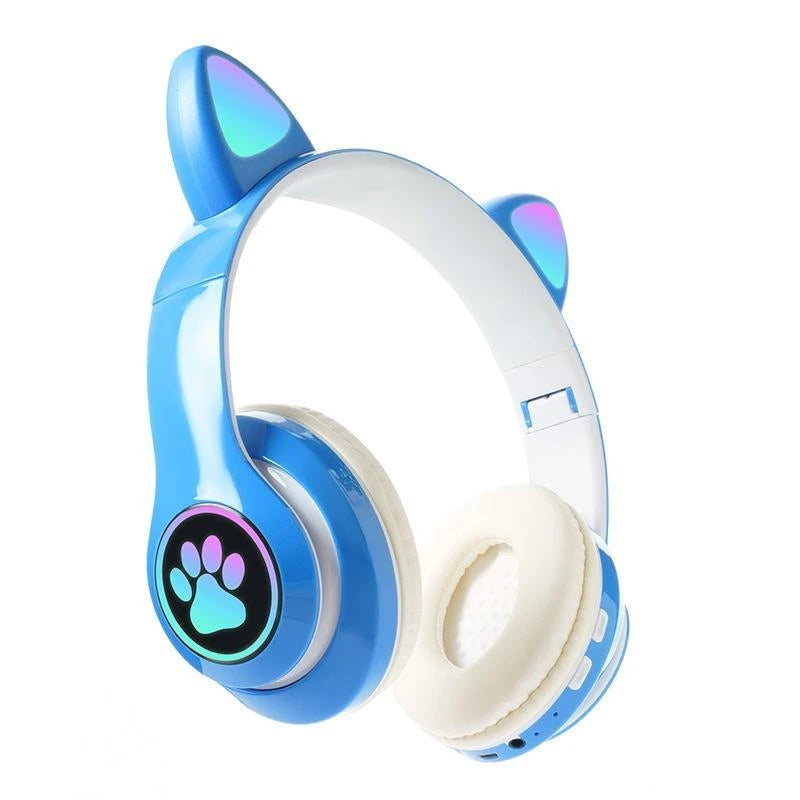 Fone de Ouvido Bluetooth 5.0 com Orelhas de Gato e LED – Som de Alta Qualidade, Design Fofo e Conforto Total!