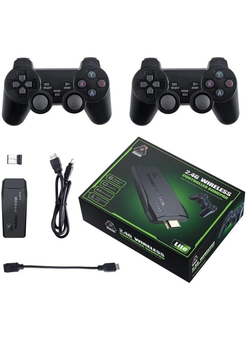 Game Stick 4K HD com 64GB + 10.000 Jogos Retro – Compatível com PS1, FC, GBA e Controle Sem Fio