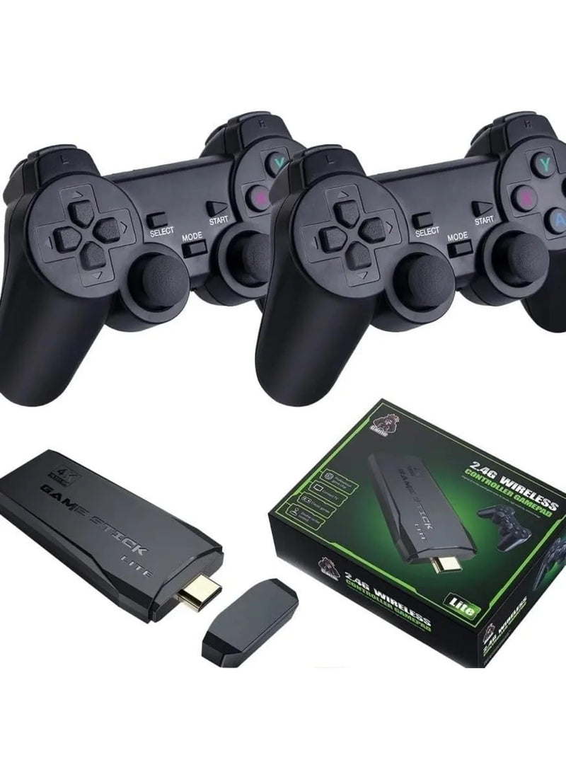 Game Stick 4K HD com 64GB + 10.000 Jogos Retro – Compatível com PS1, FC, GBA e Controle Sem Fio