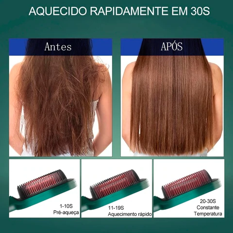 Escova Alisadora 5 em 1 – Alisa, Seca, Hidrata, Modela, Anti-Frizz – Bivolt