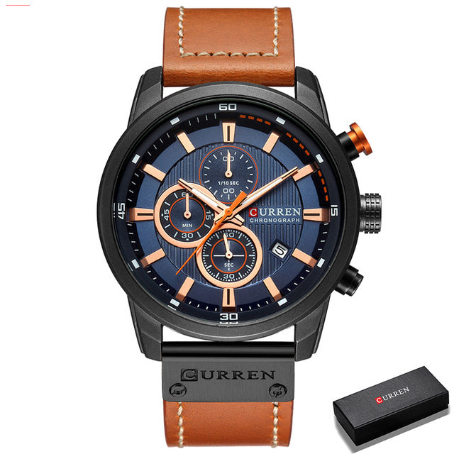 Relógio Masculino Original Curren Pulseira De Couro