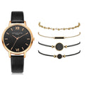 5pcs Set Top Style Fashion Women&#39;s Luxury Leather Band Analog Quartz WristWatch Ladies Watch Women Dress Reloj Mujer Black Clock