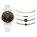 5pcs Set Top Style Fashion Women&#39;s Luxury Leather Band Analog Quartz WristWatch Ladies Watch Women Dress Reloj Mujer Black Clock