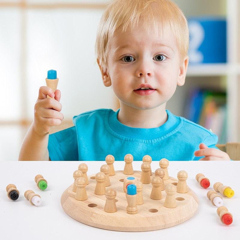 Jogo de xadrez de madeira com memória para crianças. - TipTopEco.com
