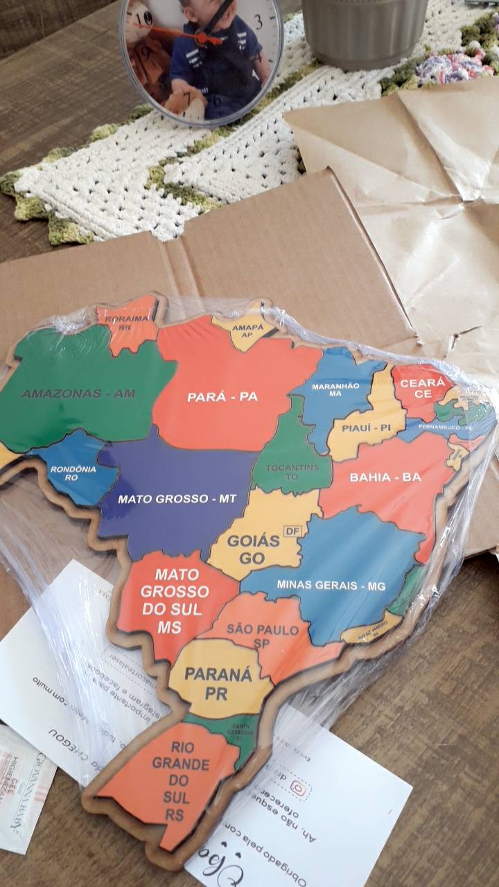 Quebra-Cabeça Mapa Do Brasil Em MDF, Brinquedo Educativo, Estados e Região