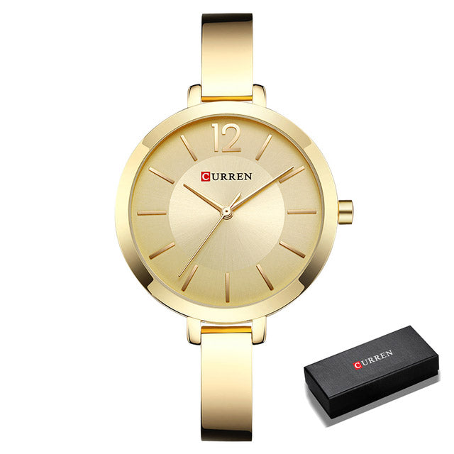 Relógio Feminino Minimalista Fashion Gold - Curren